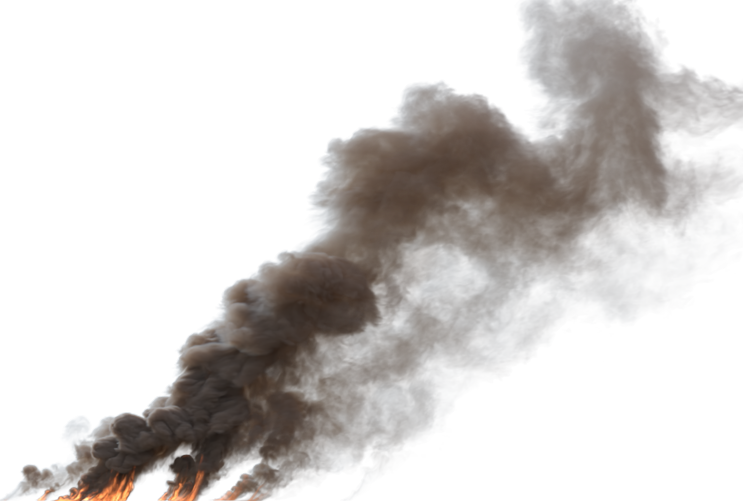 (4K) Smoke Plume Back Left Fire On 21 Big Effect