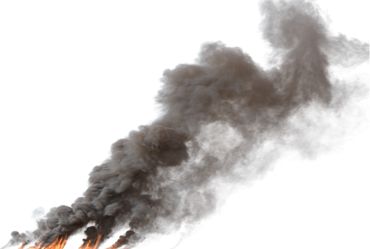 (4K) Smoke Plume Front Left Fire On 21 Big  Effect