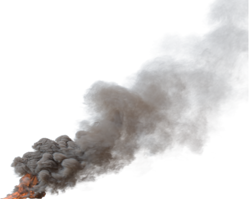 (4K) Smoke Plume Front Left Fire On 4 Small  Effect