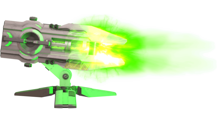 (4K) Futuristic Turret 3 Firing 360 Green Effect