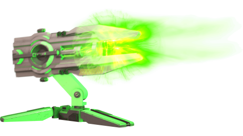 (4K) Futuristic Turret 3 Firing Angle Green Effect