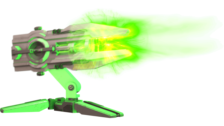 (4K) Futuristic Turret 3 Firing Angle Green Effect