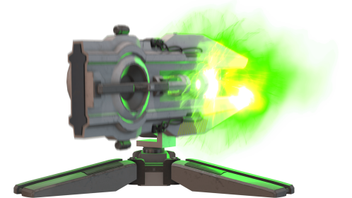 (4K) Futuristic Turret 3 Firing Back Green Effect