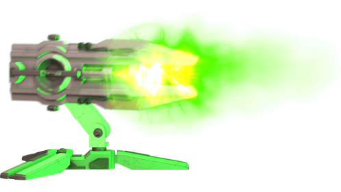(4K) Futuristic Turret 3 Firing Side Green Effect