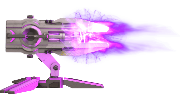 HD VFX of  Futuristic Turret  Firing Side Purple