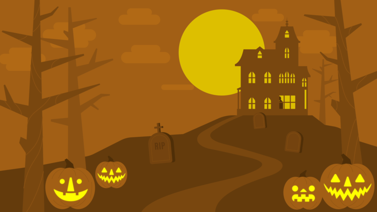 HD VFX of  Halloween Haunted Mansion Background