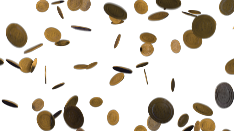 HD VFX of  Looping Falling Coins 