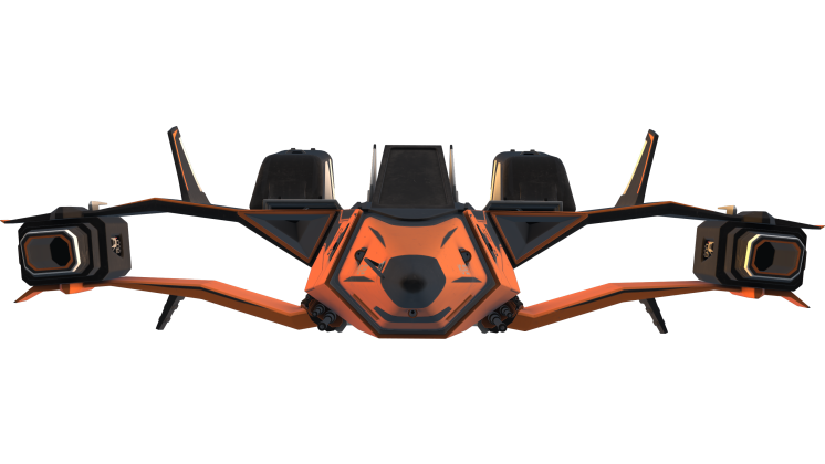 HD VFX of  Looping Fighter Spaceship Front Loop Orange
