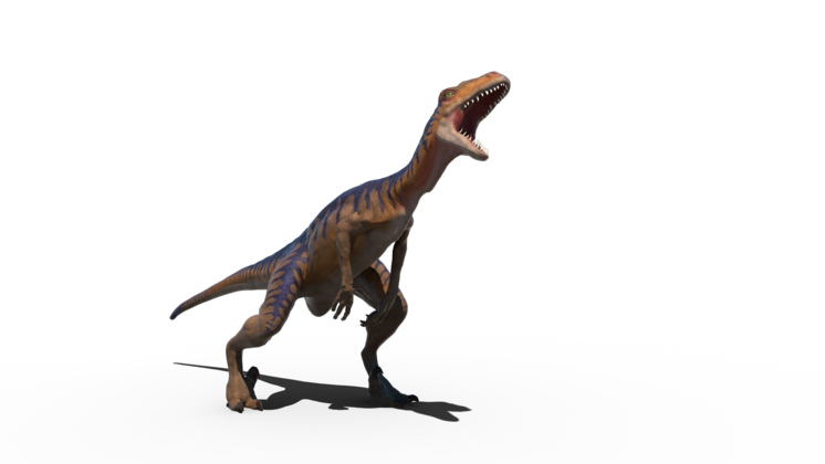 HD VFX of  Velociraptor Scared Side 