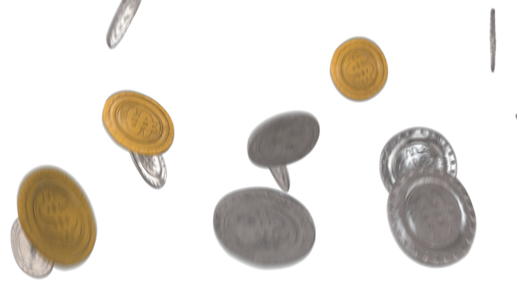 HD VFX of Looping Falling Coins 
