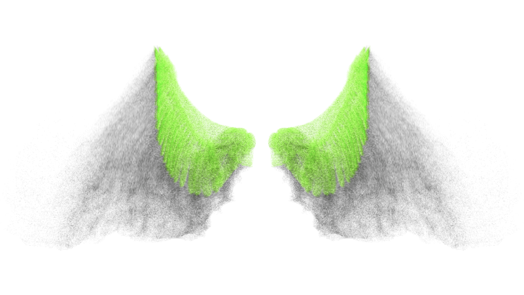 HD VFX of Looping Particle Angel Wings Flapping 
