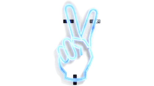 Neon Symbol Hand Peace Sign Effect