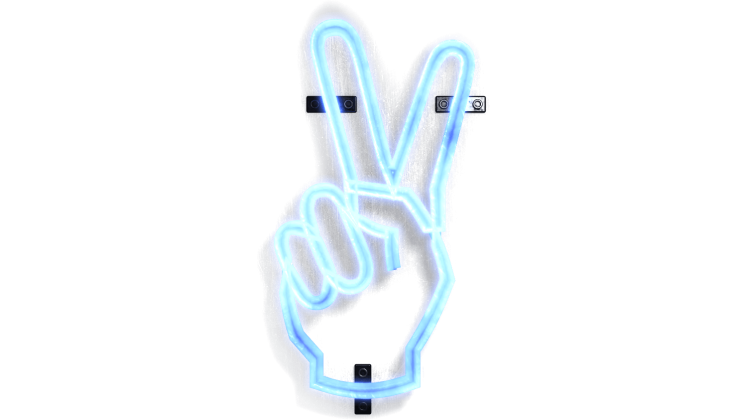HD VFX of Neon Symbol Hand Peace Sign