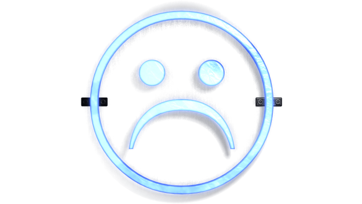 HD VFX of Neon Symbol Sad Face
