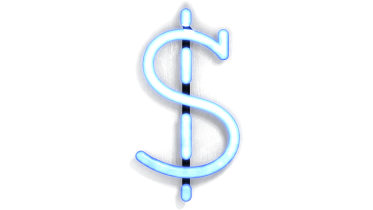 HD VFX of Neon Typekit Dollar Sign