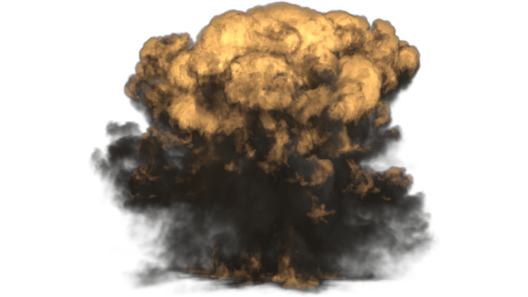 HD VFX of Wide Explosion Black Smoke
