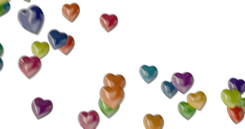HD VFX of  Multi Colored Hearts Floating