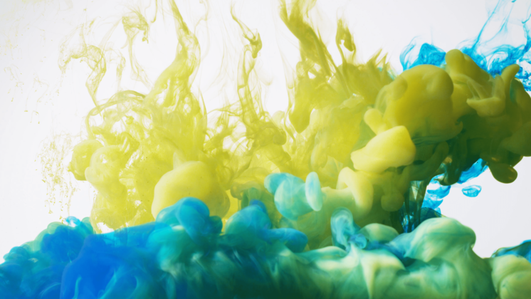 HD VFX of  Yellow Blue Ink Underwater 