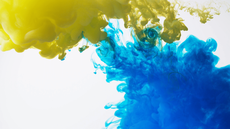 HD VFX of  Yellow and Blue Ink Underwater 