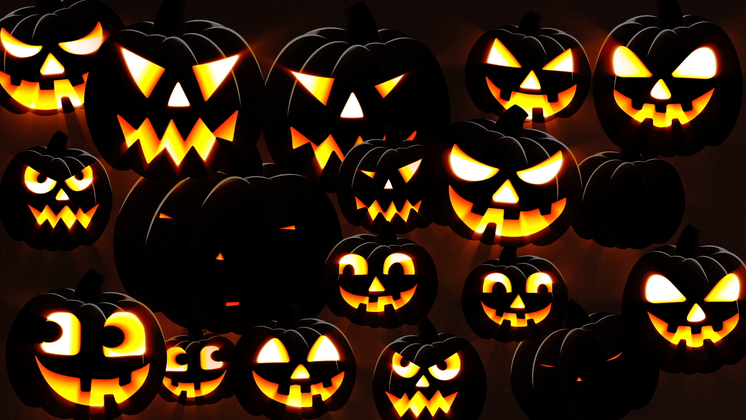 HD VFX of Halloween  Pumpkins Background