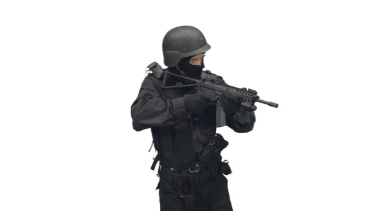 HD VFX of  Clearing Room SWAT Back Angle  