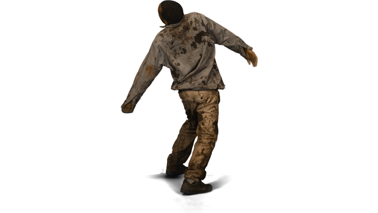 HD VFX of  Zombie  Wide Turning Away From Camera