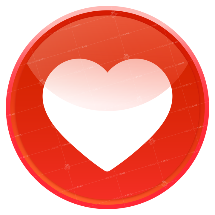 Circle Glass Button Red Heart