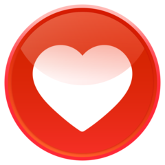 Circle Glass Button Red Heart