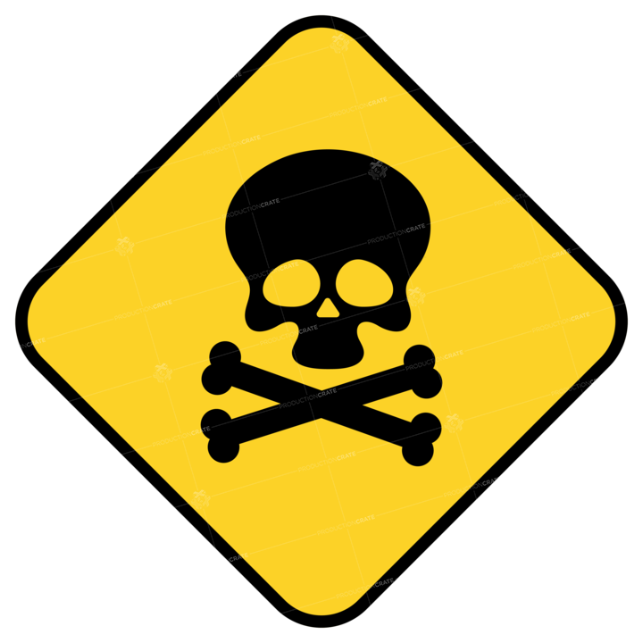 Danger Skull Yellow Sign